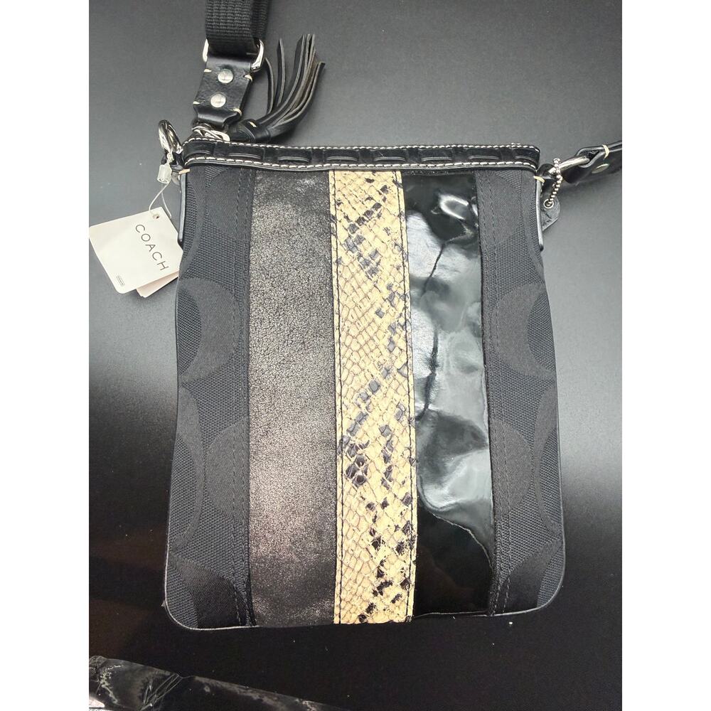 Vintage Coach Hamptons 10266 Swingpack Bag Womens Black Python Leather Crossbody - Picture 4 of 15